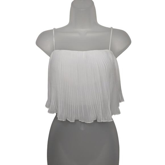 Polly Pleated Crop Top Cream Size 0 - Picture 1 of 5